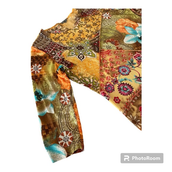 Caia XL tropical print 3/4 sleeve top EUC worn once - Picture 3 of 8